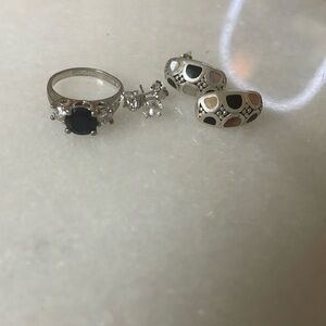Silver Earrings and ring